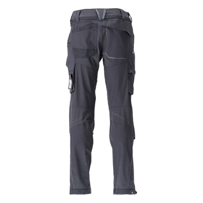 Pantaloni, tasche al ginocchio, elasticizzati, pantaloni leggeri, nero-blu