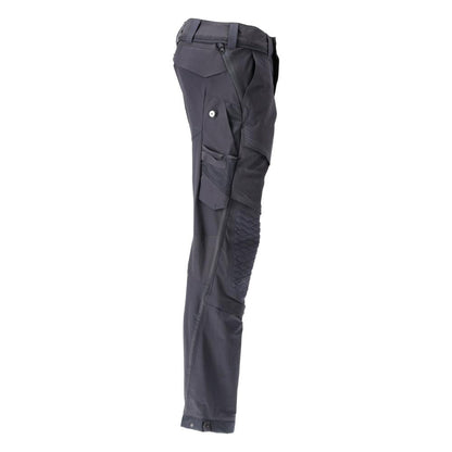 Pantaloni, tasche al ginocchio, elasticizzati, pantaloni leggeri, nero-blu