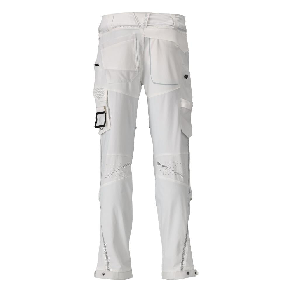 Pantaloni, tasche al ginocchio, elasticizzati, pantaloni leggeri, bianchi