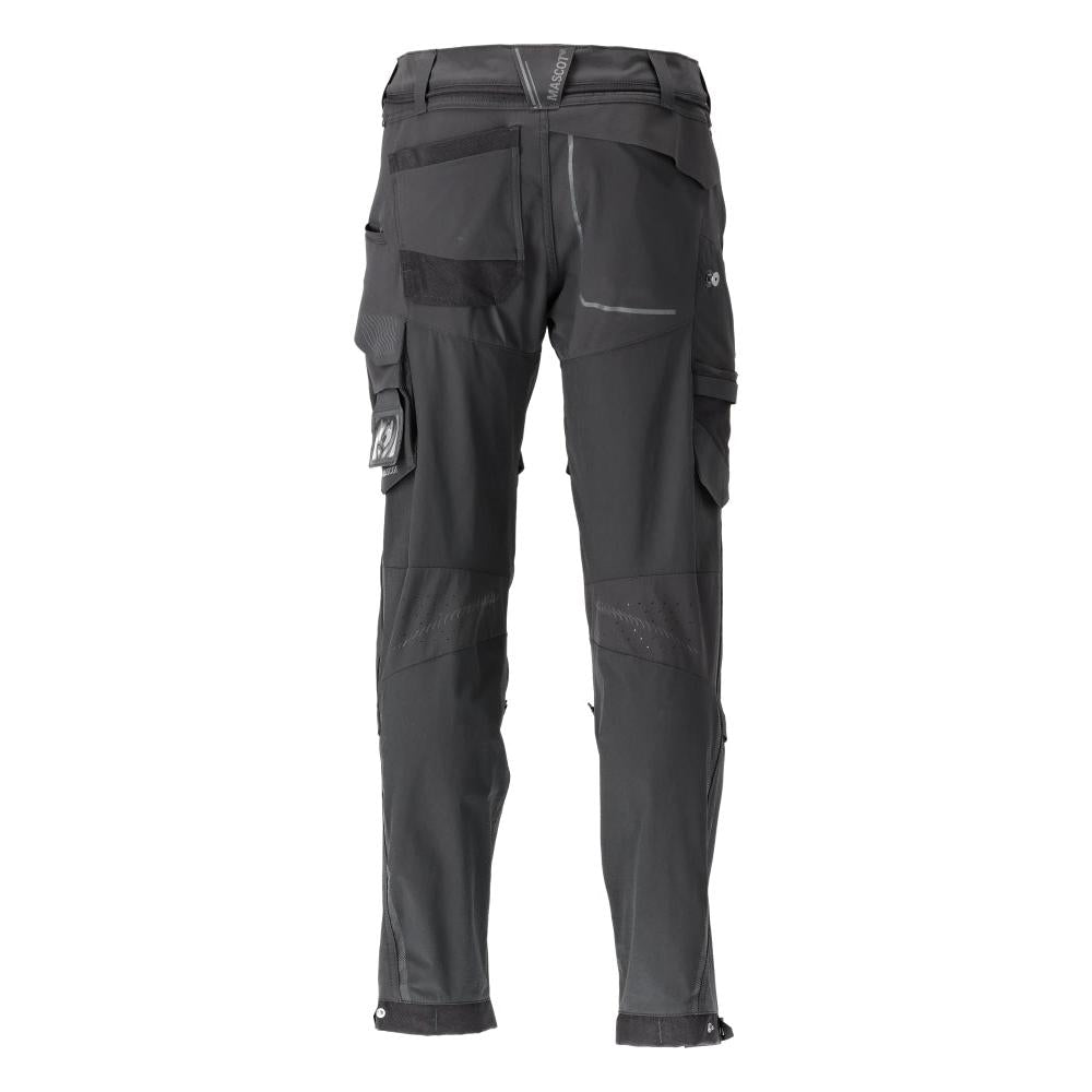 Pantaloni, tasche al ginocchio, elasticizzati, pantaloni leggeri, neri