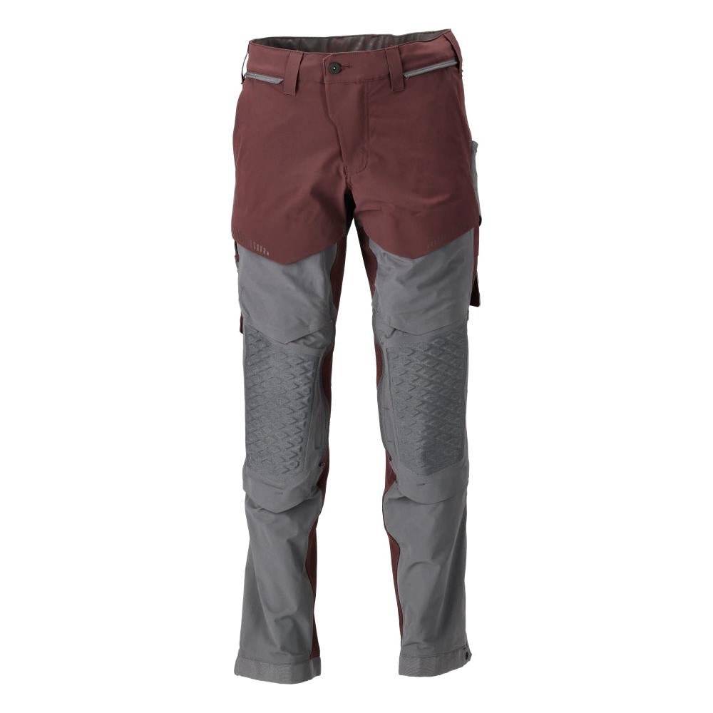 Pantaloni tasche al ginocchio, elasticizzati, pantaloni leggeri, bordeaux/grigio antracite