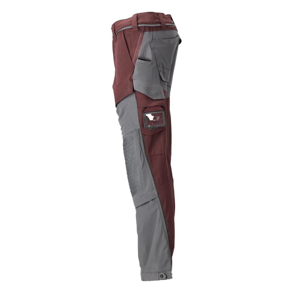 Pantaloni tasche al ginocchio, elasticizzati, pantaloni leggeri, bordeaux/grigio antracite