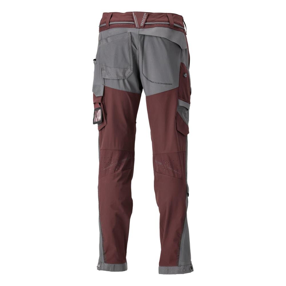 Pantaloni tasche al ginocchio, elasticizzati, pantaloni leggeri, bordeaux/grigio antracite