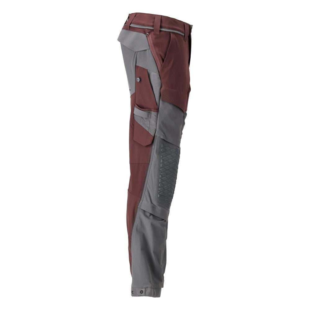 Pantaloni tasche al ginocchio, elasticizzati, pantaloni leggeri, bordeaux/grigio antracite