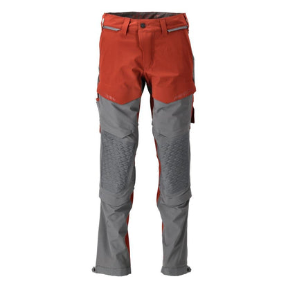 Pantaloni, tasche al ginocchio, elasticizzati, pantaloni leggeri, rosso autunno/grigio antracite