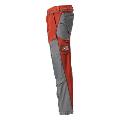 Pantaloni, tasche al ginocchio, elasticizzati, pantaloni leggeri, rosso autunno/grigio antracite