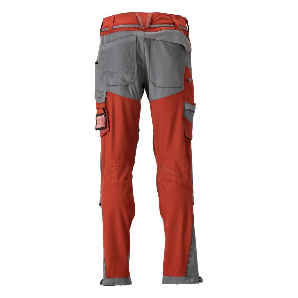 Pantaloni, tasche al ginocchio, elasticizzati, pantaloni leggeri, rosso autunno/grigio antracite