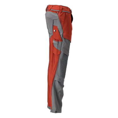 Pantaloni, tasche al ginocchio, elasticizzati, pantaloni leggeri, rosso autunno/grigio antracite
