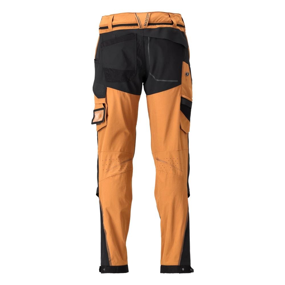 Pantaloni, tasche al ginocchio, elasticizzati, pantaloni leggeri, colore marrone nocciola/nero