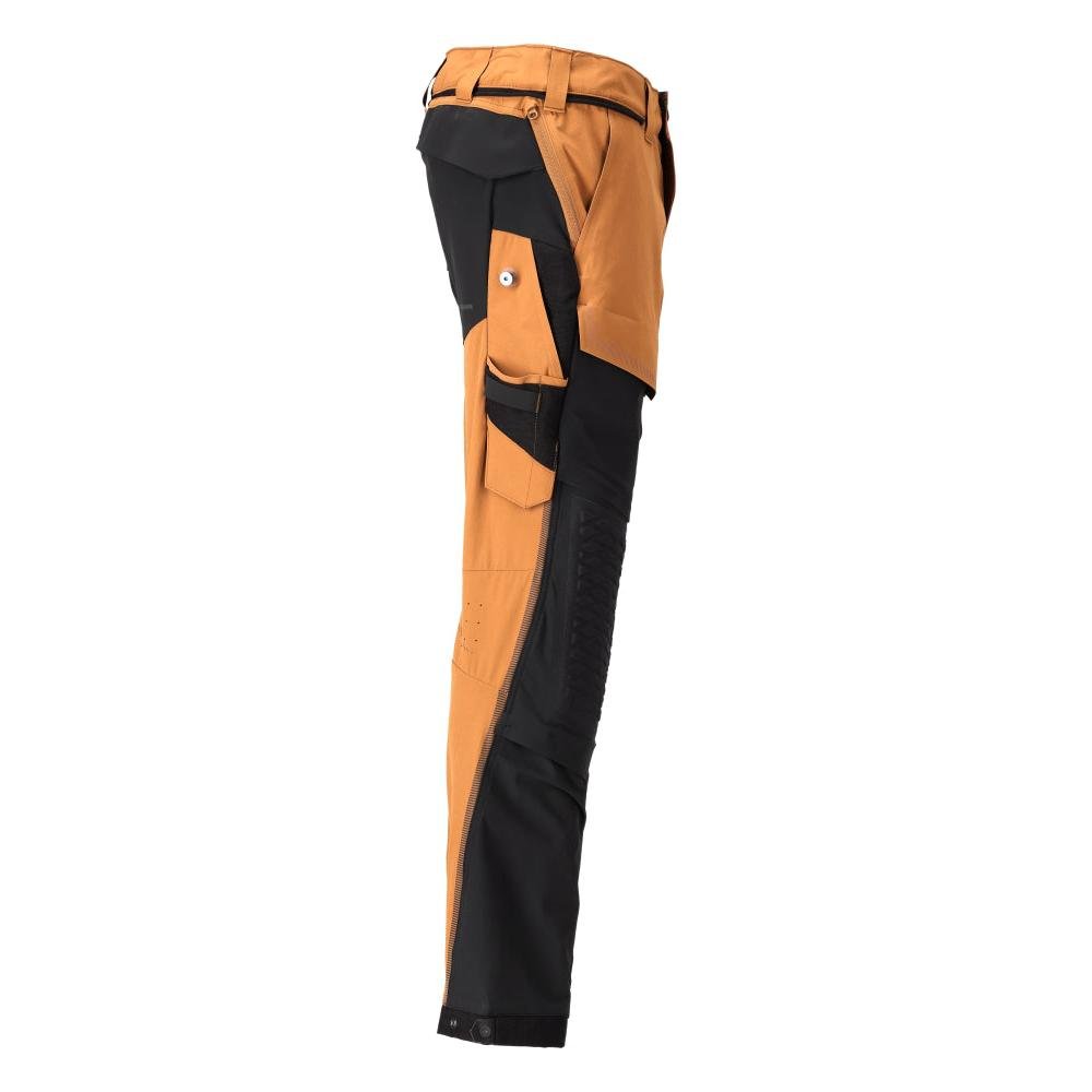 Pantaloni, tasche al ginocchio, elasticizzati, pantaloni leggeri, colore marrone nocciola/nero