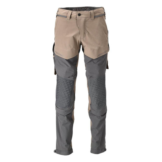 Pantaloni, tasche al ginocchio, elasticizzati, pantaloni leggeri, beige sabbia scuro/grigio antracite