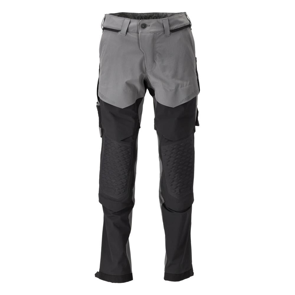 Pantaloni tasche al ginocchio, elasticizzati, pantaloni leggeri, grigio antracite/nero