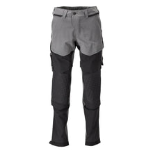 Pantaloni tasche al ginocchio, elasticizzati, pantaloni leggeri, grigio antracite/nero