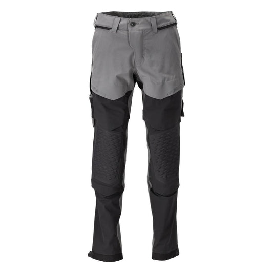 Pantaloni tasche al ginocchio, elasticizzati, pantaloni leggeri, grigio antracite/nero