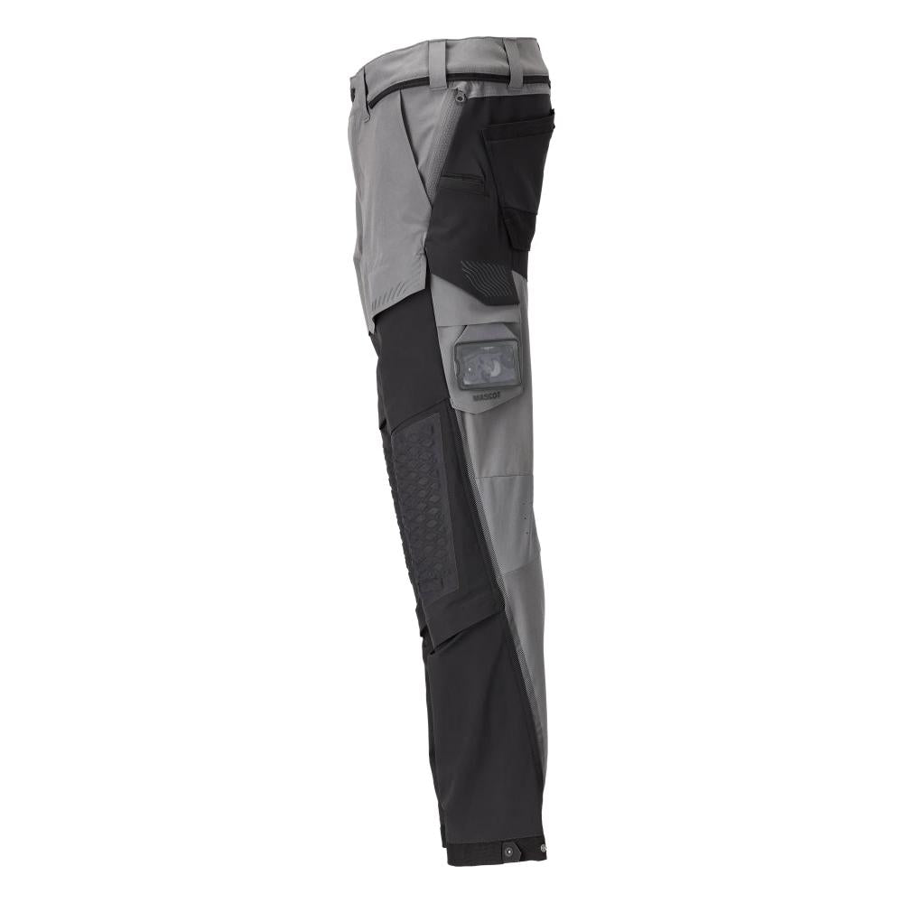 Pantaloni tasche al ginocchio, elasticizzati, pantaloni leggeri, grigio antracite/nero