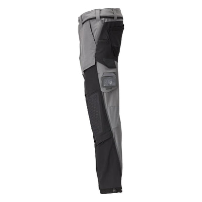 Pantaloni tasche al ginocchio, elasticizzati, pantaloni leggeri, grigio antracite/nero