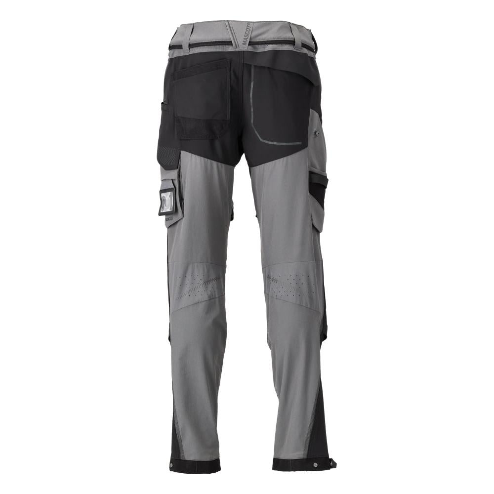 Pantaloni tasche al ginocchio, elasticizzati, pantaloni leggeri, grigio antracite/nero