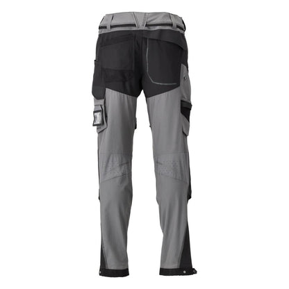 Pantaloni tasche al ginocchio, elasticizzati, pantaloni leggeri, grigio antracite/nero