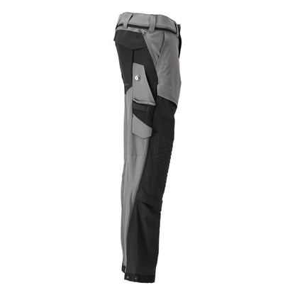 Pantaloni tasche al ginocchio, elasticizzati, pantaloni leggeri, grigio antracite/nero
