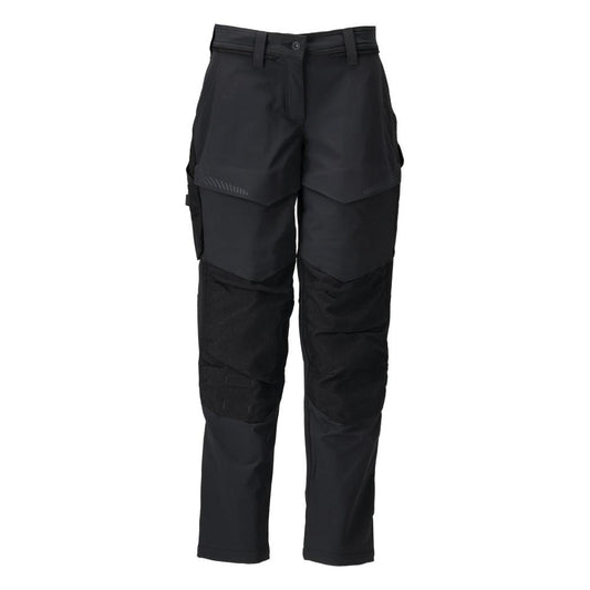Pantaloni con tasche al ginocchio, pantaloni da donna, neri