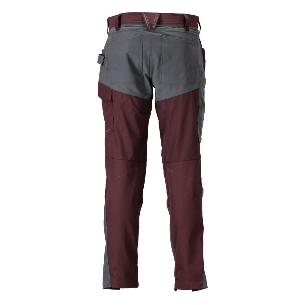 Pantaloni con tasche al ginocchio, colore bordeaux/grigio antracite