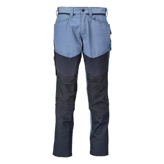 Pantaloni con tasche al ginocchio, colore blu pietra/nero-blu