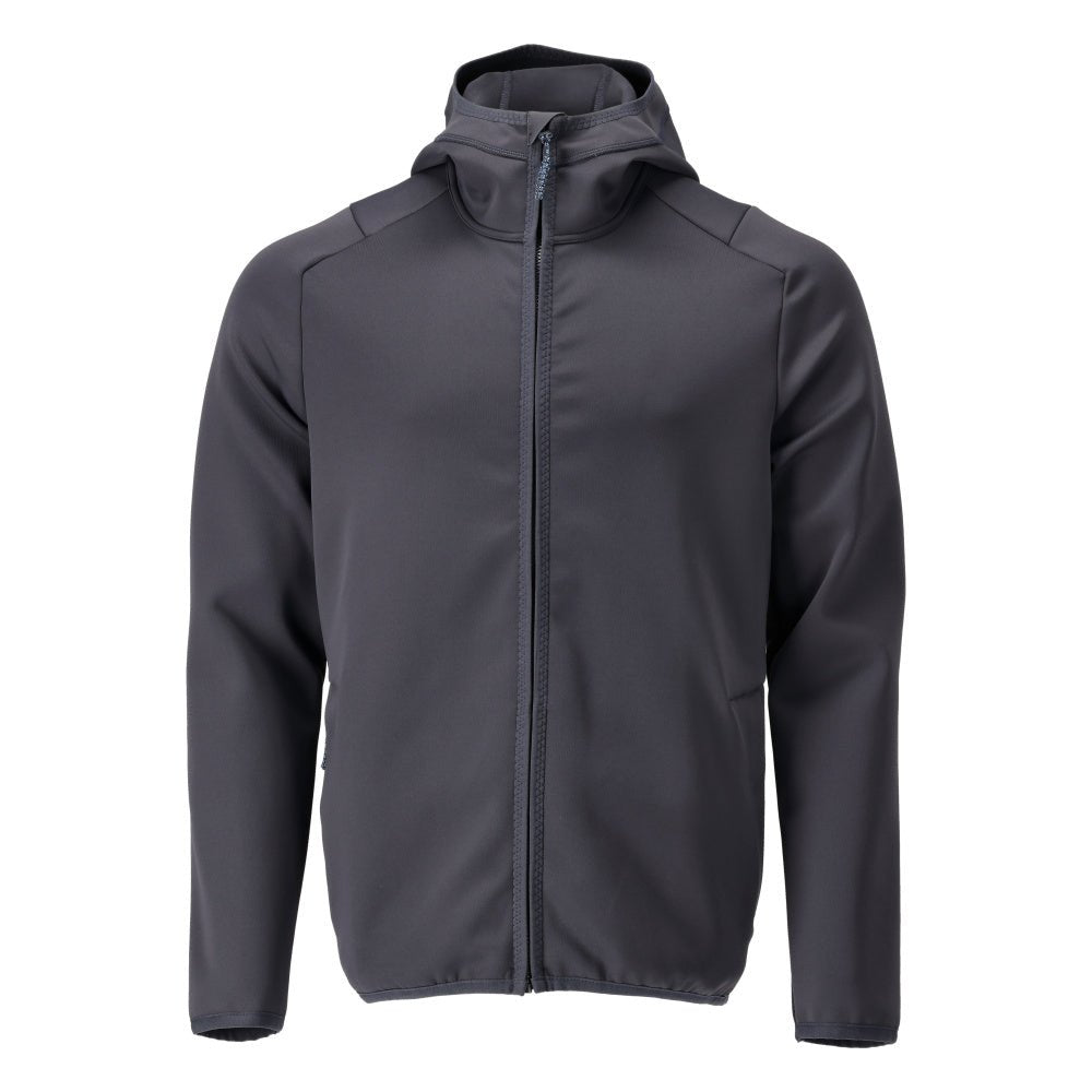 Maglia in pile, cappuccio, giacca in micropile con cerniera, nero-blu