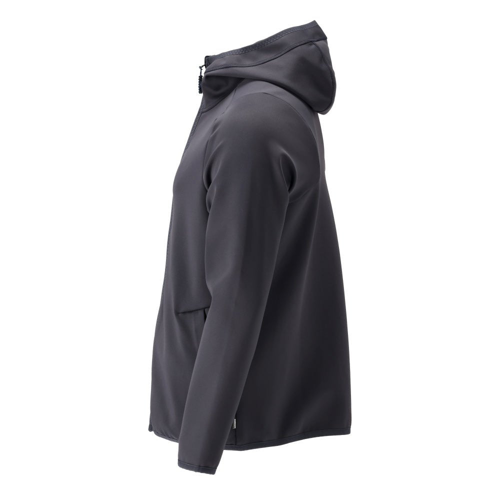 Maglia in pile, cappuccio, giacca in micropile con cerniera, nero-blu
