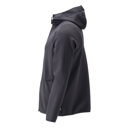 Maglia in pile, cappuccio, giacca in micropile con cerniera, nero-blu