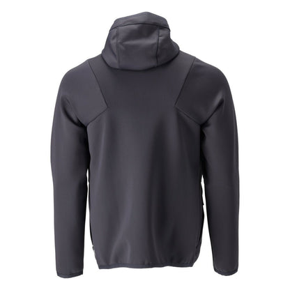 Maglia in pile, cappuccio, giacca in micropile con cerniera, nero-blu