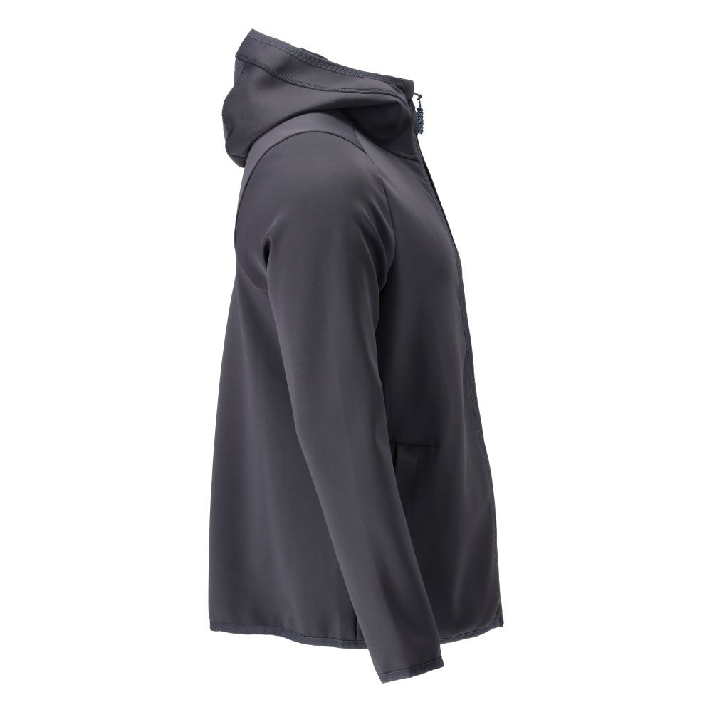 Maglia in pile, cappuccio, giacca in micropile con cerniera, nero-blu