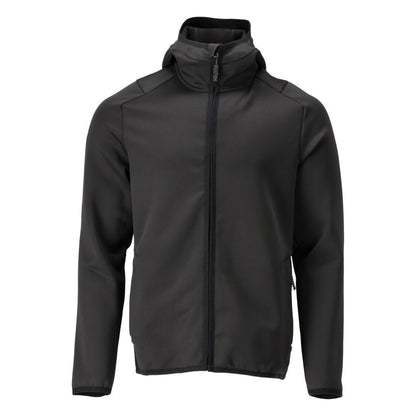 Maglia in pile, cappuccio, giacca in micropile con cerniera, nero