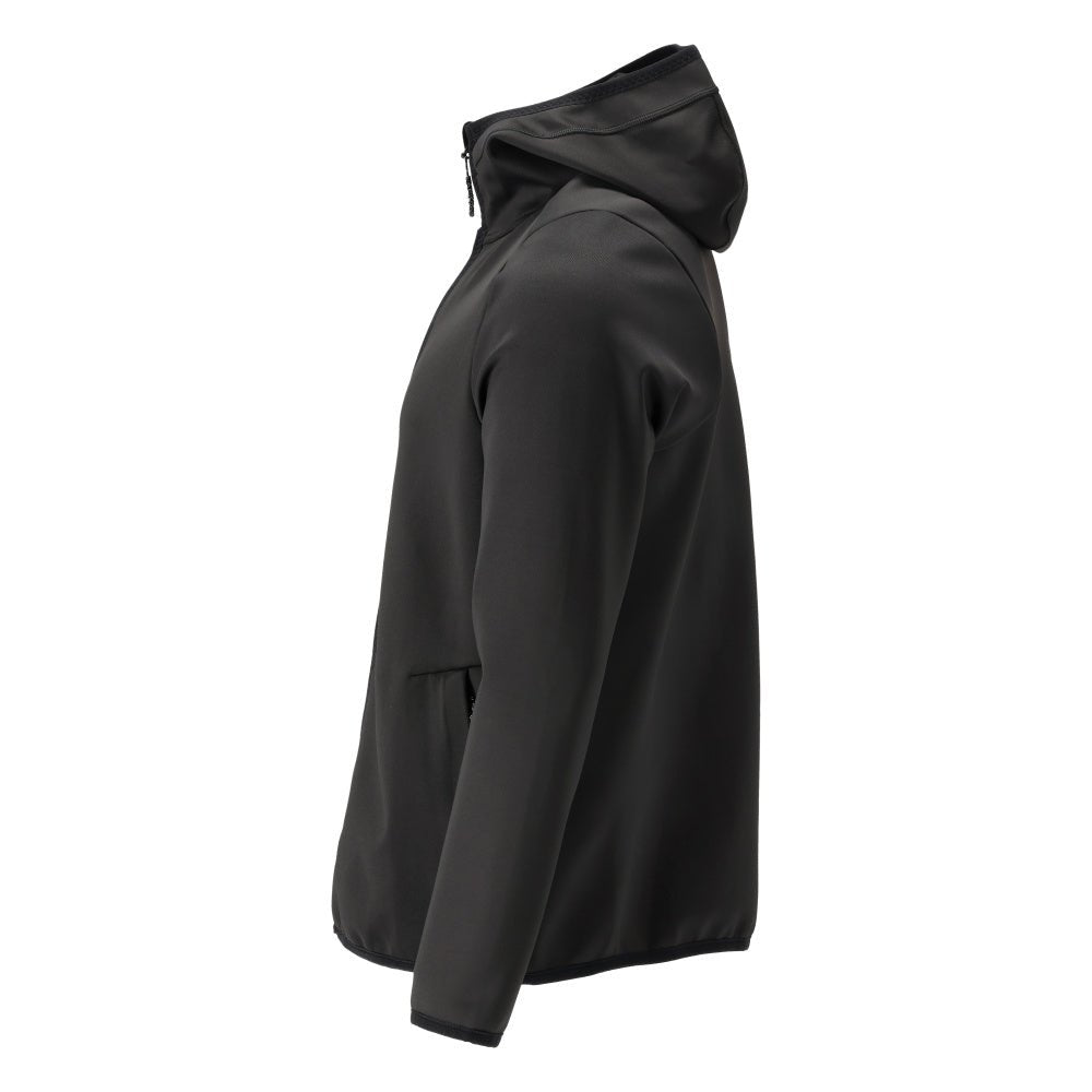 Maglia in pile, cappuccio, giacca in micropile con cerniera, nero