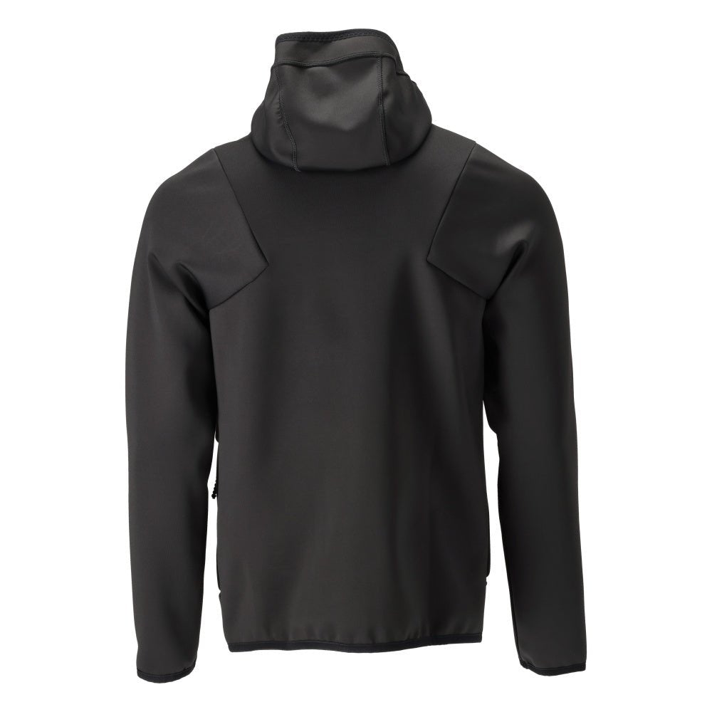 Maglia in pile, cappuccio, giacca in micropile con cerniera, nero