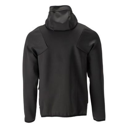 Maglia in pile, cappuccio, giacca in micropile con cerniera, nero