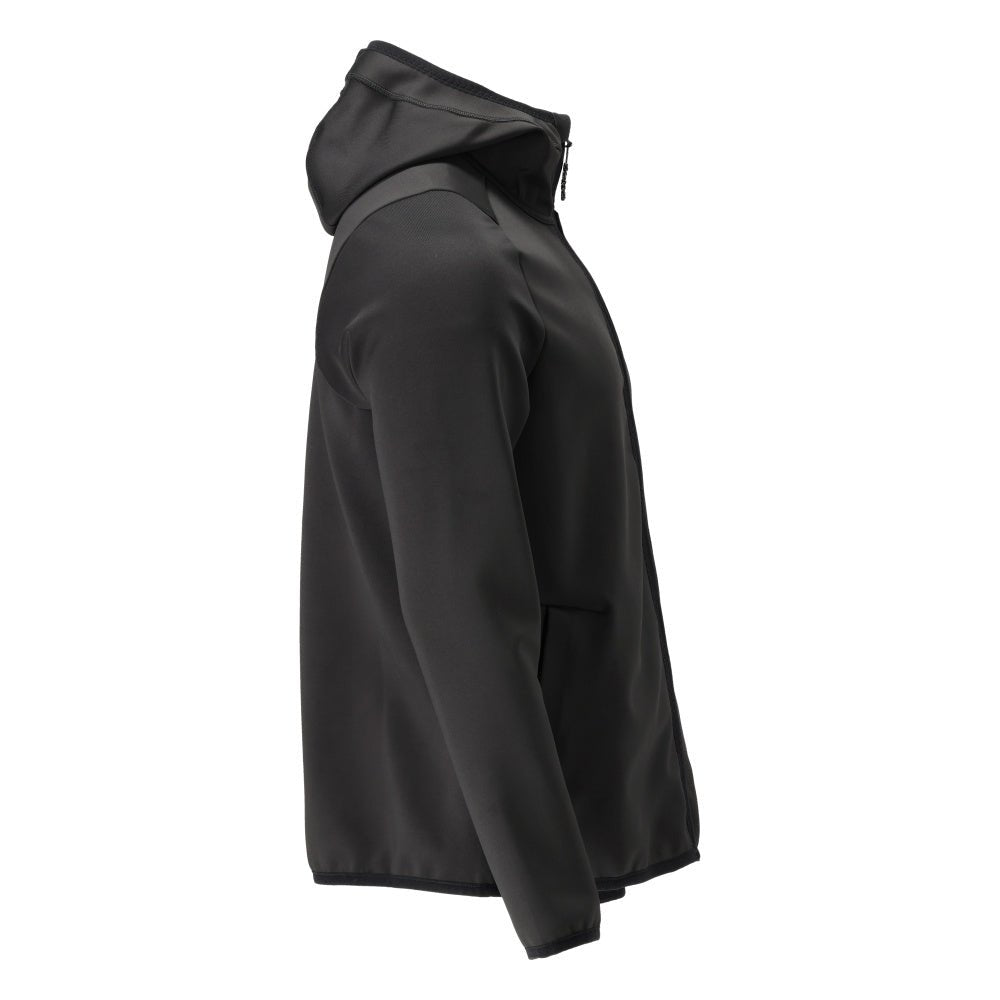 Maglia in pile, cappuccio, giacca in micropile con cerniera, nero