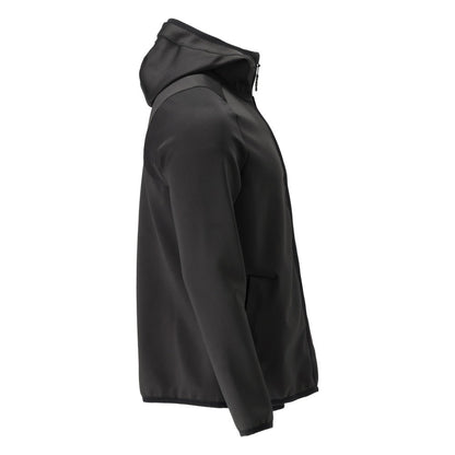 Maglia in pile, cappuccio, giacca in micropile con cerniera, nero