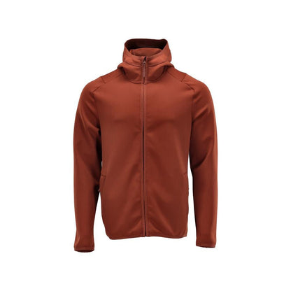 Maglia in pile, cappuccio, giacca in micropile con zip, rosso autunno
