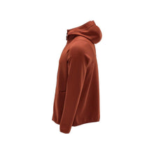 Maglia in pile, cappuccio, giacca in micropile con zip, rosso autunno