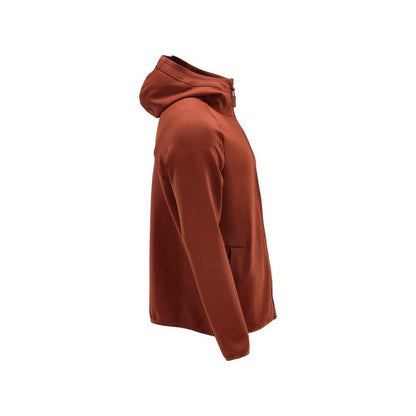 Maglia in pile, cappuccio, giacca in micropile con zip, rosso autunno