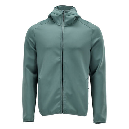 Maglia in felpa, cappuccio, giacca in micropile con zip, verde bosco chiaro