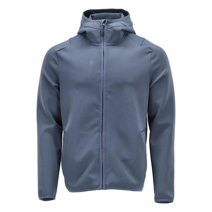 Maglia in pile, cappuccio, giacca in micropile con cerniera, colore blu pietra
