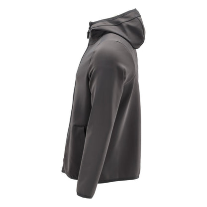Maglia in pile, cappuccio, giacca in micropile con zip, colore grigio antracite