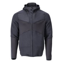 Maglia in pile, cappuccio, giacca in micropile con cerniera, nero-blu