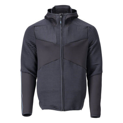 Maglia in pile, cappuccio, giacca in micropile con cerniera, nero-blu