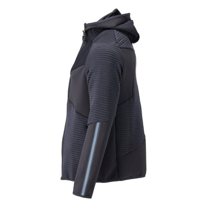Maglia in pile, cappuccio, giacca in micropile con cerniera, nero-blu