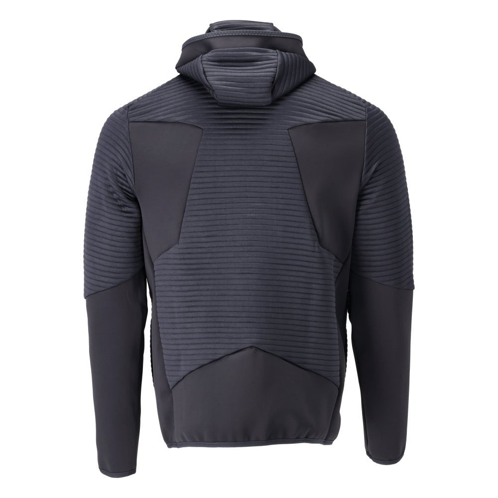 Maglia in pile, cappuccio, giacca in micropile con cerniera, nero-blu