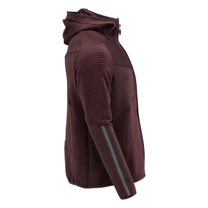 Maglia in pile, cappuccio, giacca in micropile con zip, bordeaux
