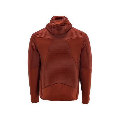 Maglia in pile, cappuccio, giacca in micropile con zip, rosso autunno