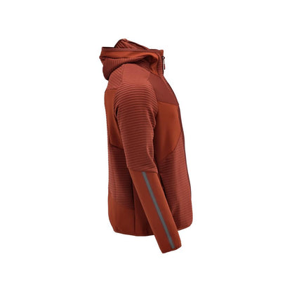 Maglia in pile, cappuccio, giacca in micropile con zip, rosso autunno